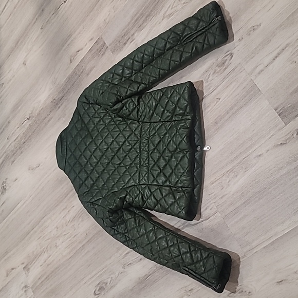 🇧🇫🇧🇬Benetton Quilted 2 Way Zipper Jacket Forest Green Womens XS - Picture 2 of 12